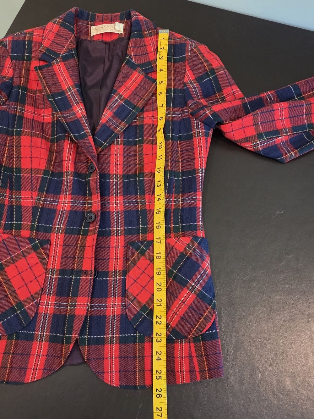Vintage Pendleton Red Tartan Plaid Wool Skirt Suit Set Size 6 USA - Picture 12 of 13